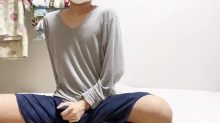 Perverted Japanese boys talk and masturbate