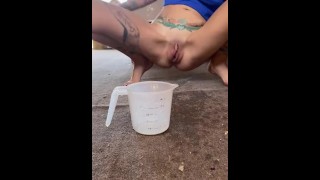 Petite Blonde Pees in Cup