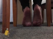 Preview 4 of HUGE GIANT FEET - TINY MANT UNDER THE TABLE - MANLYFOOT - STEPDAD SHRUNK ME DOWN - 🦶 🧍🏼‍♂️