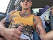 Preview 3 of Bad Volodya jerks off in the car and gives Chihuahua to nipple orgasm
