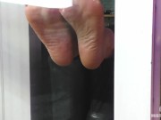 Preview 5 of My barefoot wrinkled soles rubbing against the glass and squeezing juicy strawberries