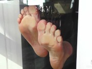 Preview 6 of My barefoot wrinkled soles rubbing against the glass and squeezing juicy strawberries