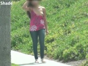 Preview 5 of SO RISKY! Nip Slip Teen Walking Home JERKS ME OFF in the Car with People Walking By