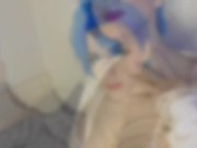 Preview 1 of Blue-haired girl gently fucks herself in the pussy