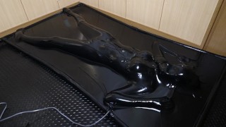 Pleasure Torment Inside Carmel Transparent Vacuum Bed in an M Shaped Position