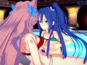 Preview 2 of Tsubasa Kazanari and Maria Cadenzavna Eve have intense futanari sex in the pool. - Symphogear Hentai