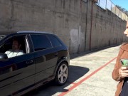 Preview 2 of Voyeurs jerk off a guy on his car and after that he fuck her!