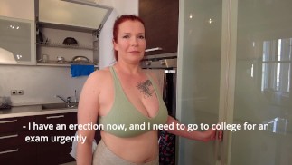 "Why did you take Dad's Viagra, asshole!!!"- Big Tit Step Mom helps Step Son to Cum