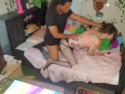 Preview 3 of Trans girl takes interracial bbc hard doggystyle