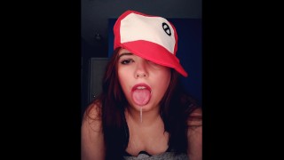 Needy Pokemon Trainer teases herself and slaps her ass 