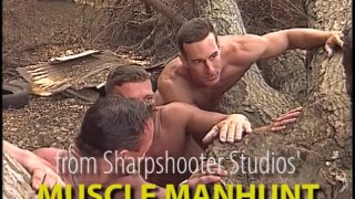 MUSCLE MANHUNT- BTS- Naked Cops Chase Down Nude Prisoners