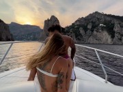 Preview 5 of Sammmnextdoor - Date Night #08 - Fucking the captain on my boat tour to Capri while the crew watches
