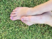 Preview 3 of Playing with my feet and dirty toenails outside on grass