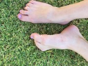 Preview 5 of Playing with my feet and dirty toenails outside on grass
