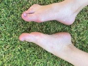 Preview 6 of Playing with my feet and dirty toenails outside on grass