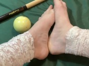 Preview 1 of foot fetish. showing feet sitting on a billiard table