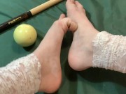 Preview 2 of foot fetish. showing feet sitting on a billiard table