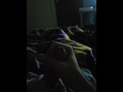 Preview 1 of Cumshot in the dark, dripping down the hands good!!