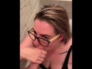 Preview 3 of Nerdy slut sucks cock and takes facial