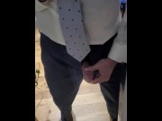 Preview 6 of Suit and Tie Jerking Off and Cumming on the Mirror