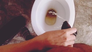 He Piss For Cam In Toilet
