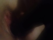 Preview 1 of Big black dildo bustin open pretty pink pussy