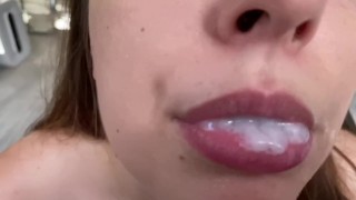 I Removes All Stress From You! Hot Close-Up Blowjob And Huge Cum In My Mouth! POV!