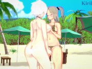 Preview 1 of Imu and Miyabi engage in intense lesbian play on the beach. - Senran Kagura Hentai