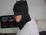 Preview 2 of Batman gets caught jerking off to Aria Khaide's foot porn so she gives him sloppy head