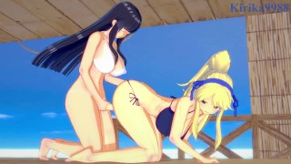 Katsuragi and Ikaruga have intense futanari sex on the beach. - Senran Kagura Hentai