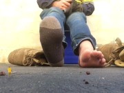 Preview 5 of HUGE TRADIE MONSTROUS FEET! - TINY MICRO HUMAN MAN - WATCH OUT FOR THE GIANT CUM LOAD - MANLYFOOT