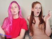 Preview 4 of pink head and redhead sexy smoking