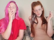 Preview 6 of pink head and redhead sexy smoking