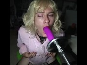 Preview 3 of Pink Princess Learns to Blow Bubbles During Deepthroat Cam!