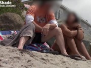 Preview 3 of Risky Babe Gives a PUBLIC BEACH Handjob with People Walking by! Caught Multiple times