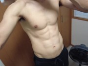 Preview 1 of [High quality] [Uncensored] [Appearance / with audio] Handsome muscular adult masturbation video