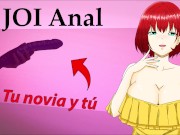 Preview 3 of JOI Anal hentai: tu novia quiere probar su dildo doble.