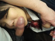 Preview 5 of a busty masochistic Japanese girl in uniform licks man's feet and swallows a lot of sperm