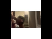 Preview 4 of Submissive Thick Lightskin Black Girl Gags on White Cock