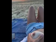 Preview 3 of AT THE BEACH: I want sunscreen, a stranger touches my big tits and nipples