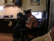 Preview 2 of BDSM session with 18 y.o. slave -skinhead -lash,spit, slap and punch in the face with leather gloves