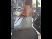 Preview 5 of Flashing tits and ass while getting gas