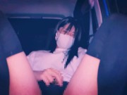 Preview 4 of crossdresser　Car masturbation ♡♡ Male daughter sticks out her butt and masturbates ///