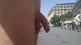 Naked on the bike in the city