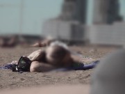 Preview 5 of Bulge dick flash on beach - public flashing