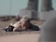 Preview 6 of Bulge dick flash on beach - public flashing