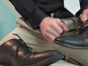 Preview 5 of Khaki pants leather shoe play cumshot