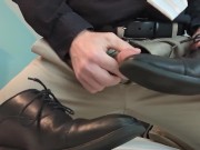 Preview 6 of Khaki pants leather shoe play cumshot