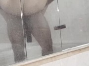 Preview 2 of Amateur teen gets fucked in the bathtub standing and loaded by stranger / Eating and pounding pussy
