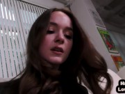 Preview 4 of POV HJ amateur teen wanks and grinds cock while talks dirty